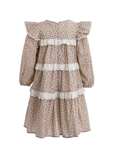 kids atelier sweet cactus Beige Floral Lace Tiered Dress