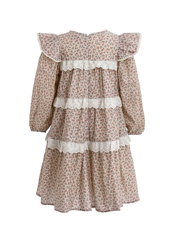 kids atelier sweet cactus Beige Floral Lace Tiered Dress