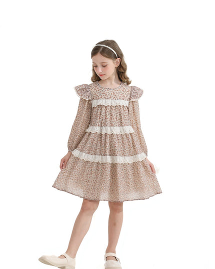 kids atelier sweet cactus Beige Floral Lace Tiered Dress