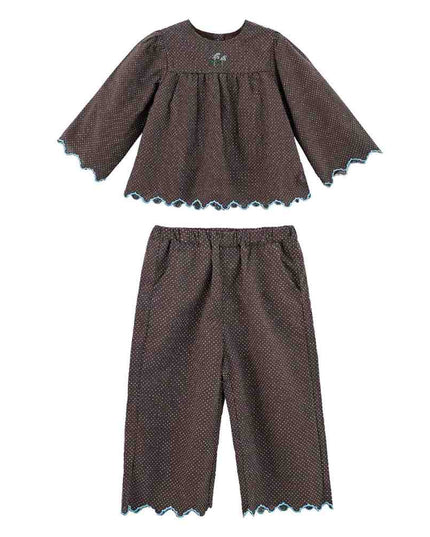 kids atelier sweet cactus Dark Brown Polka Dot Scallop Set