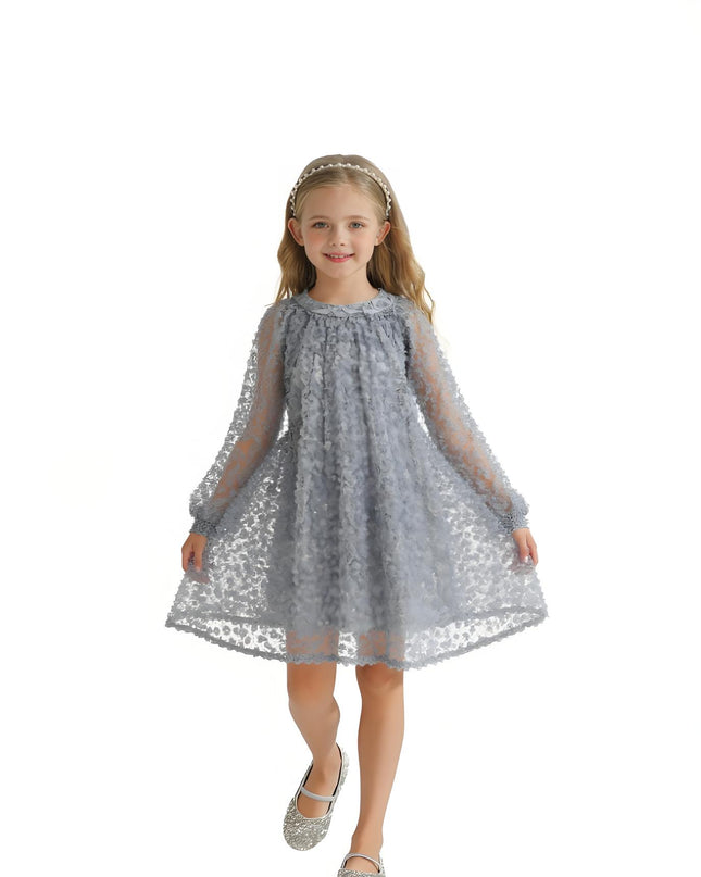 kids atelier sweet cactus Light Blue Sheer Floral Dress