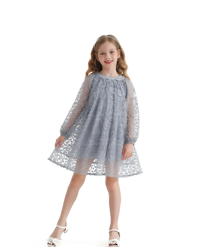 kids atelier sweet cactus Light Blue Sheer Floral Dress