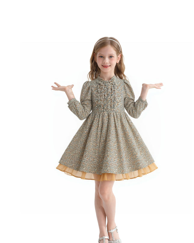 kids atelier sweet cactus Green Floral Layered Dress