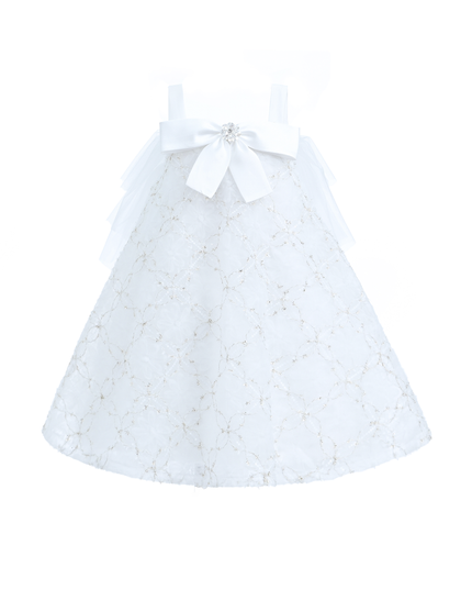 White Floral Bow Cadiz Dress