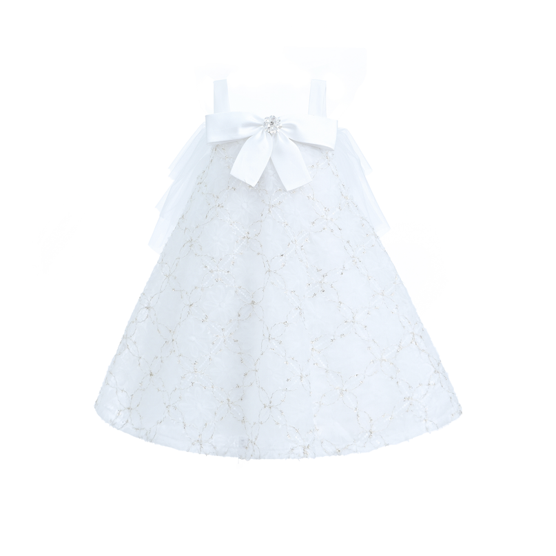White Floral Bow Cadiz Dress