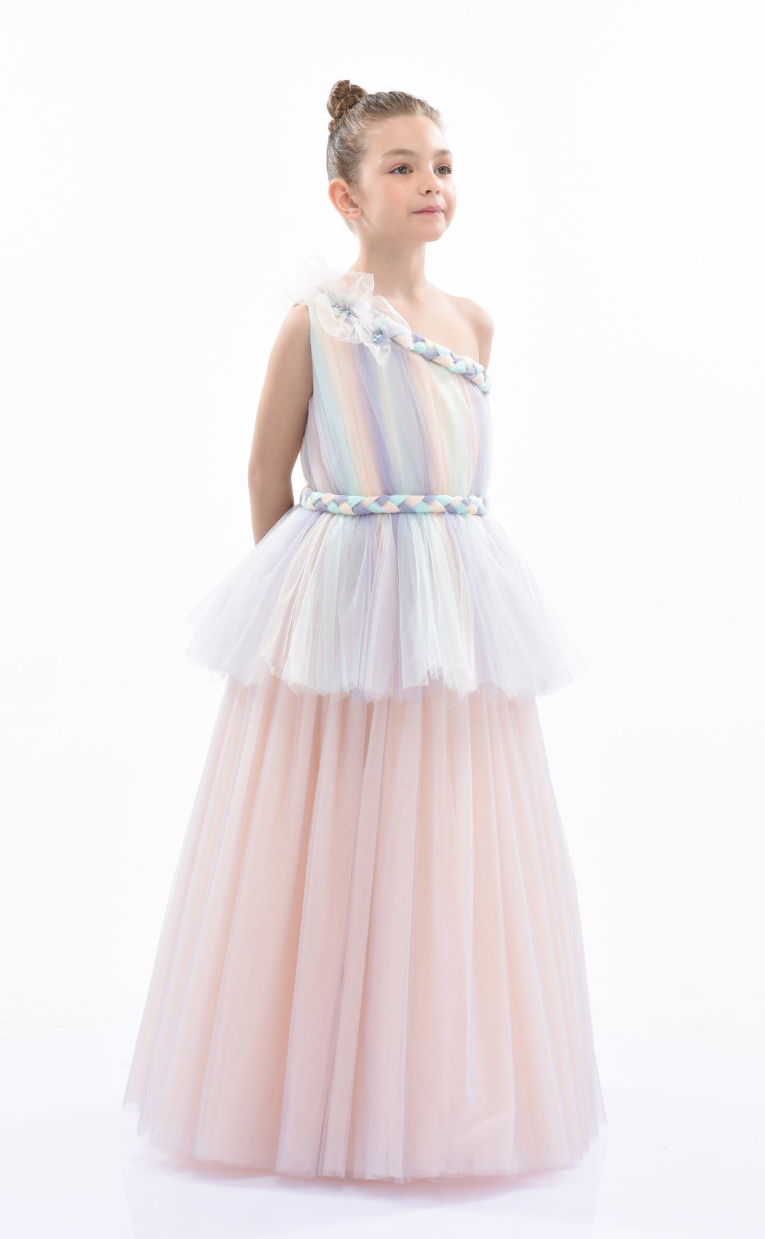 Multicolor Apollo Iridescent Tulle Gown