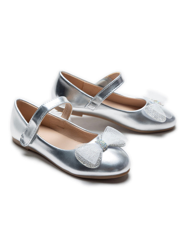 Silver Lydia Bow Flats