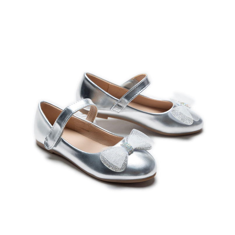 Silver Lydia Bow Flats