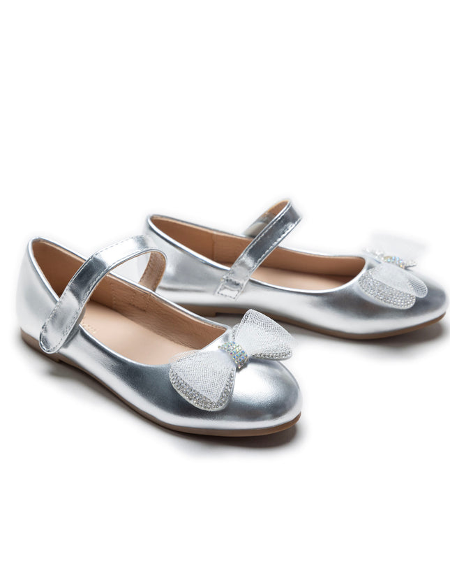 Silver Lydia Bow Flats