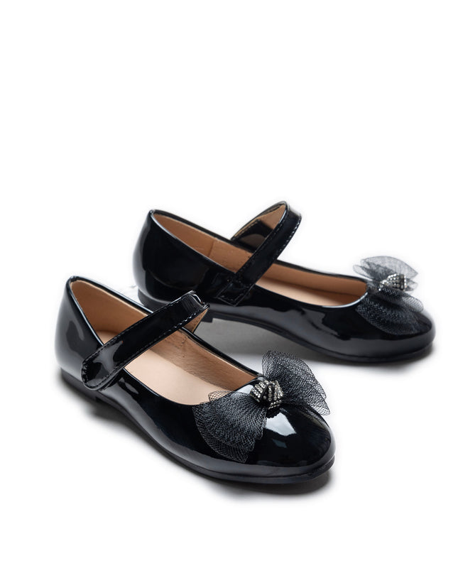 Black Lucille Bow Flats