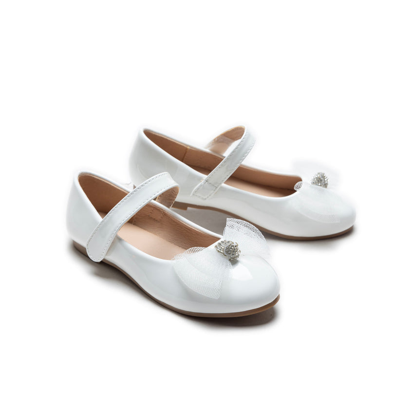 White Lucille Bow Flats