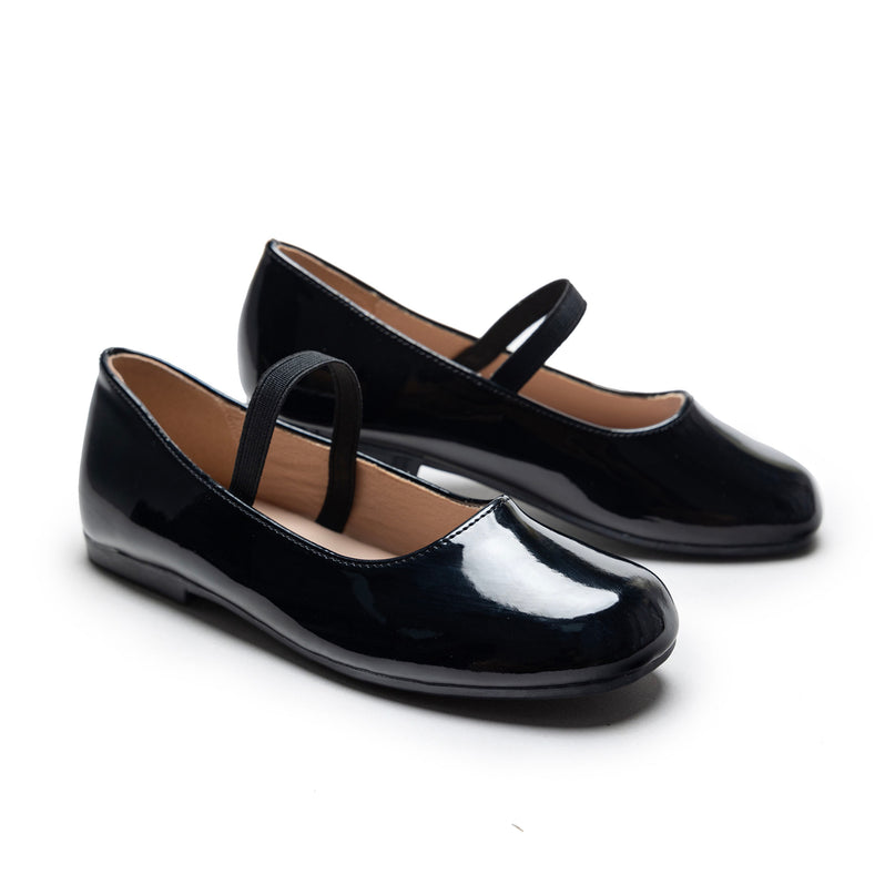 Black Satin Colette Flats