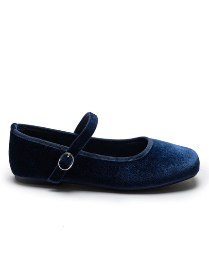 Navy Michelle Satin Velvet Flats