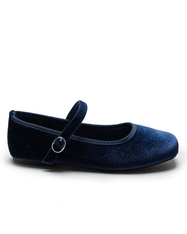 Navy Michelle Satin Velvet Flats