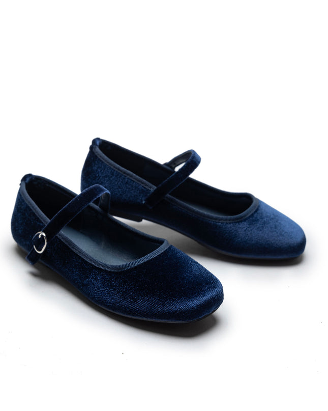 Navy Michelle Satin Velvet Flats