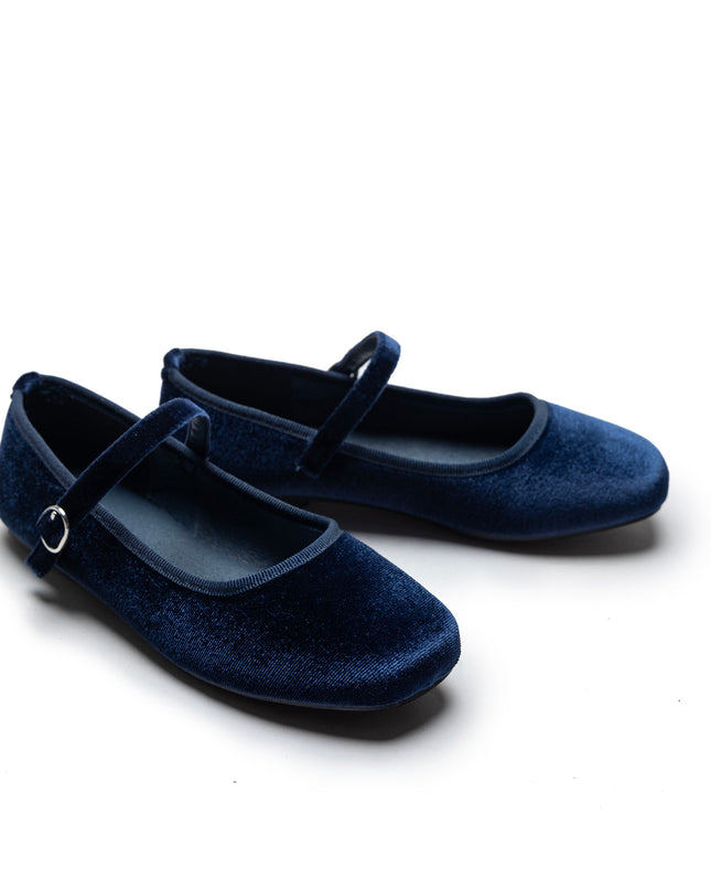 Navy Michelle Satin Velvet Flats