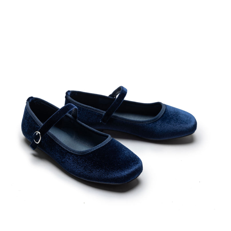 Navy Michelle Satin Velvet Flats