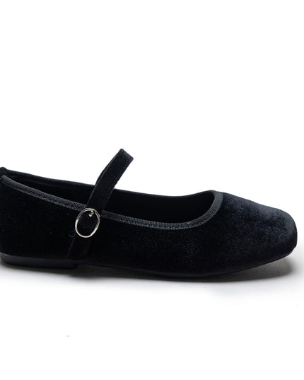 Black Michelle Satin Velvet Flats