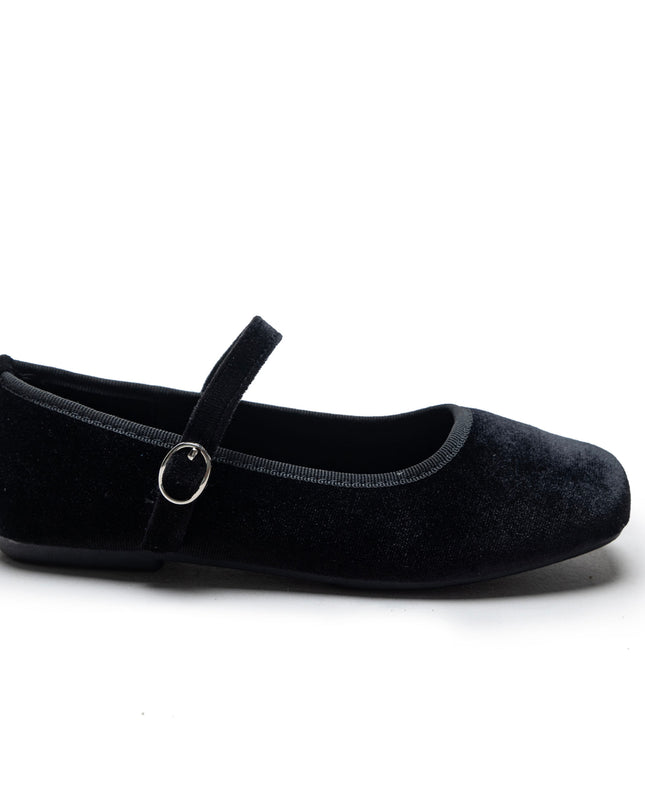 Black Michelle Satin Velvet Flats