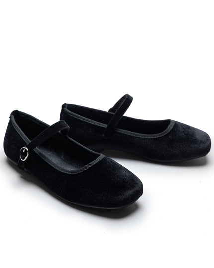 Black Michelle Satin Velvet Flats