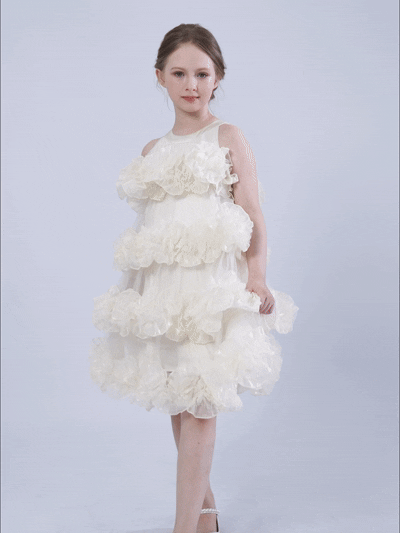 kids atelier tulleen Cream Elysia Tiered Ruffle Dress