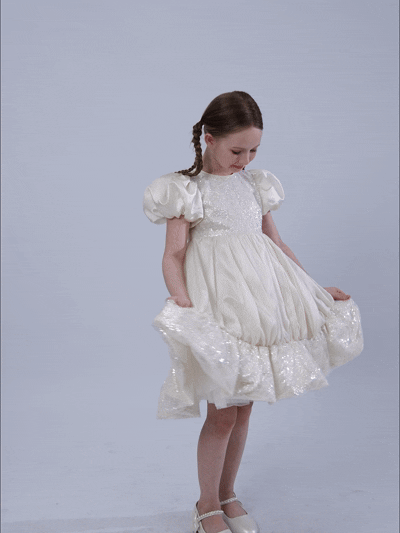 kids atelier tulleen Cream Aurora Glitter Party Dress