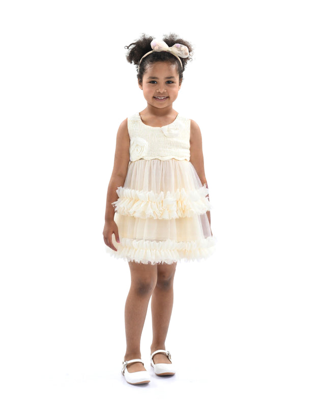 Ivory Flower Layered Tulle Dress