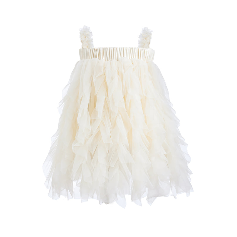 Ivory Sleeveless Ruffle Layered Dress