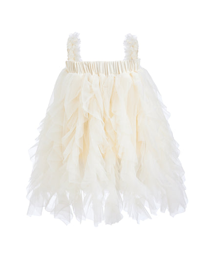 Ivory Sleeveless Ruffle Layered Dress