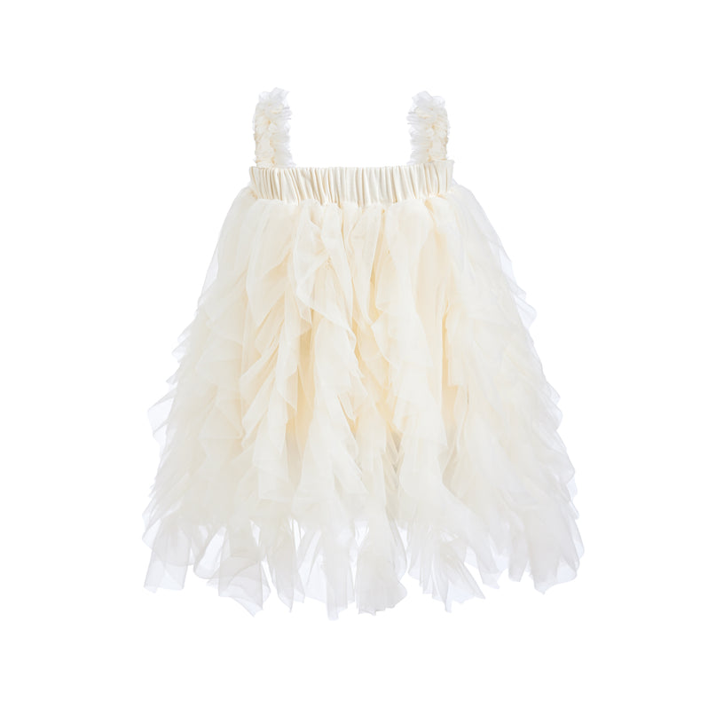 Ivory Sleeveless Ruffle Layered Dress