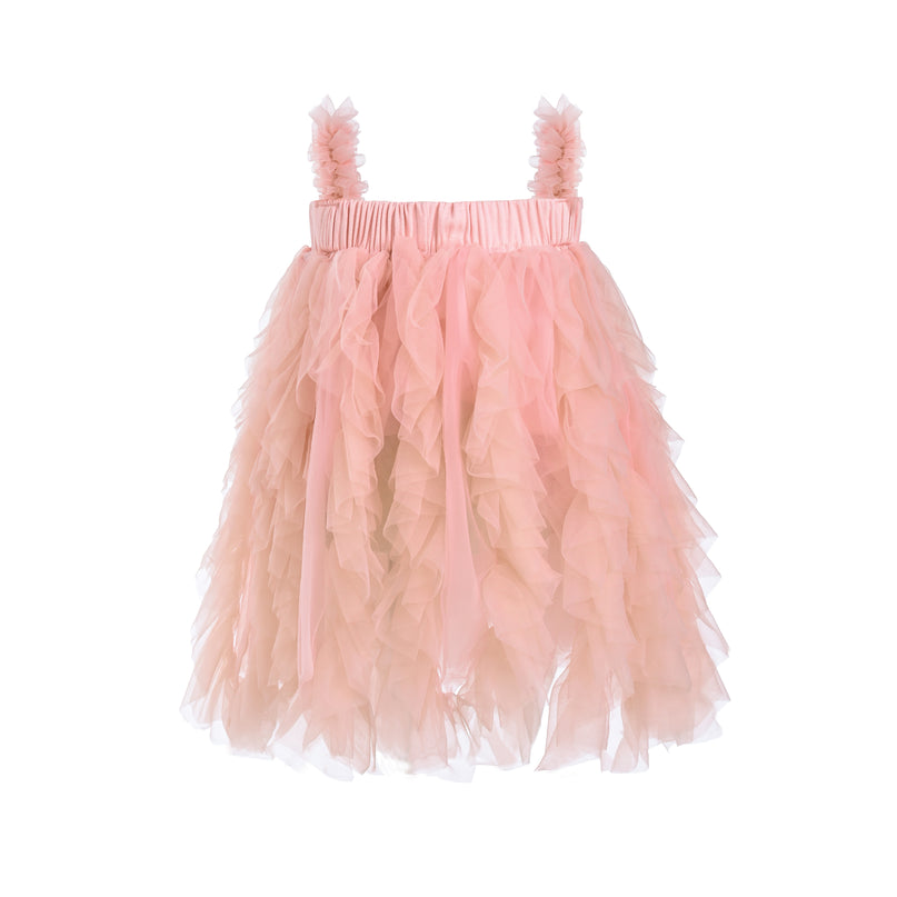 Pink Sleeveless Ruffle Layered Dress