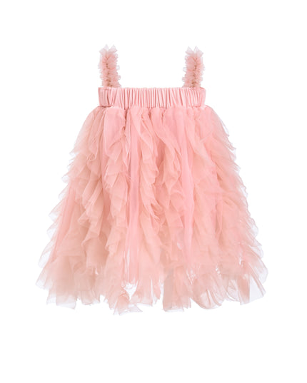 Pink Sleeveless Ruffle Layered Dress