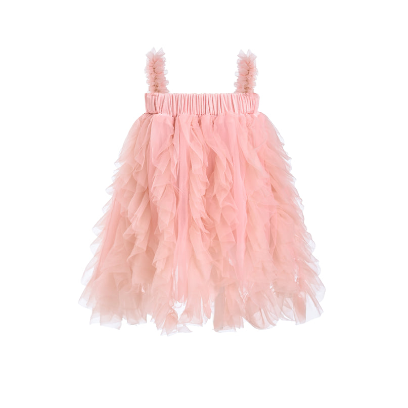 Pink Sleeveless Ruffle Layered Dress