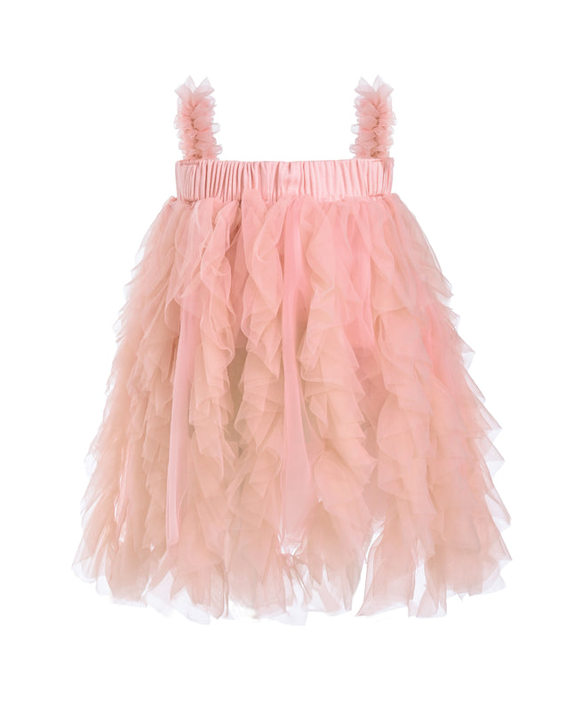 Pink Sleeveless Ruffle Layered Dress