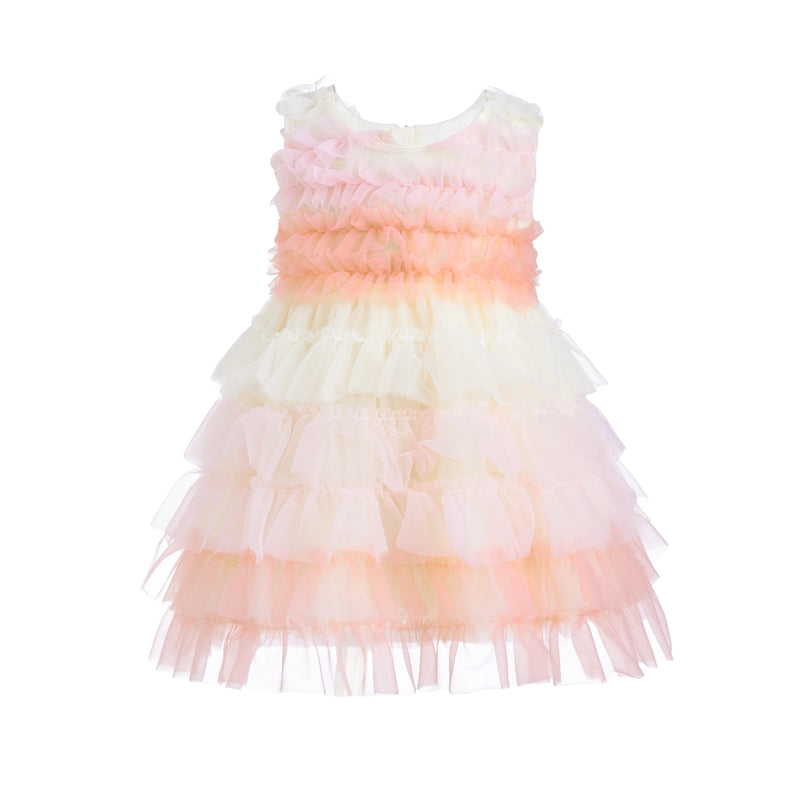 Pink Ruffle Layered Tulle Dress