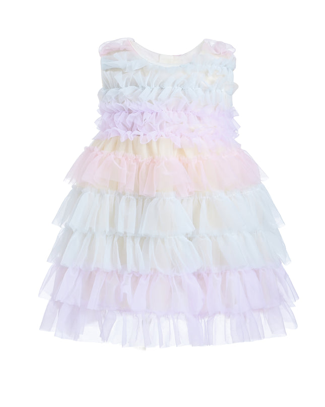 Purple Ruffle Layered Tulle Dress