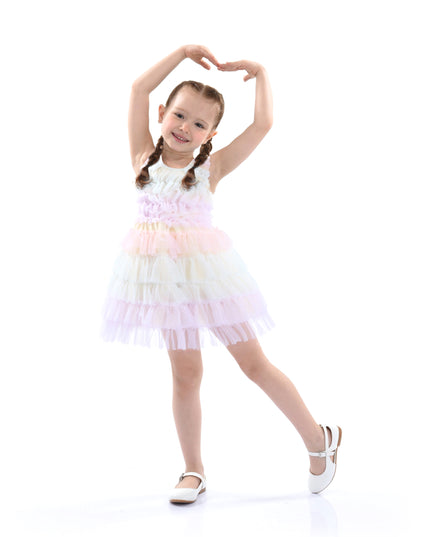 Purple Ruffle Layered Tulle Dress