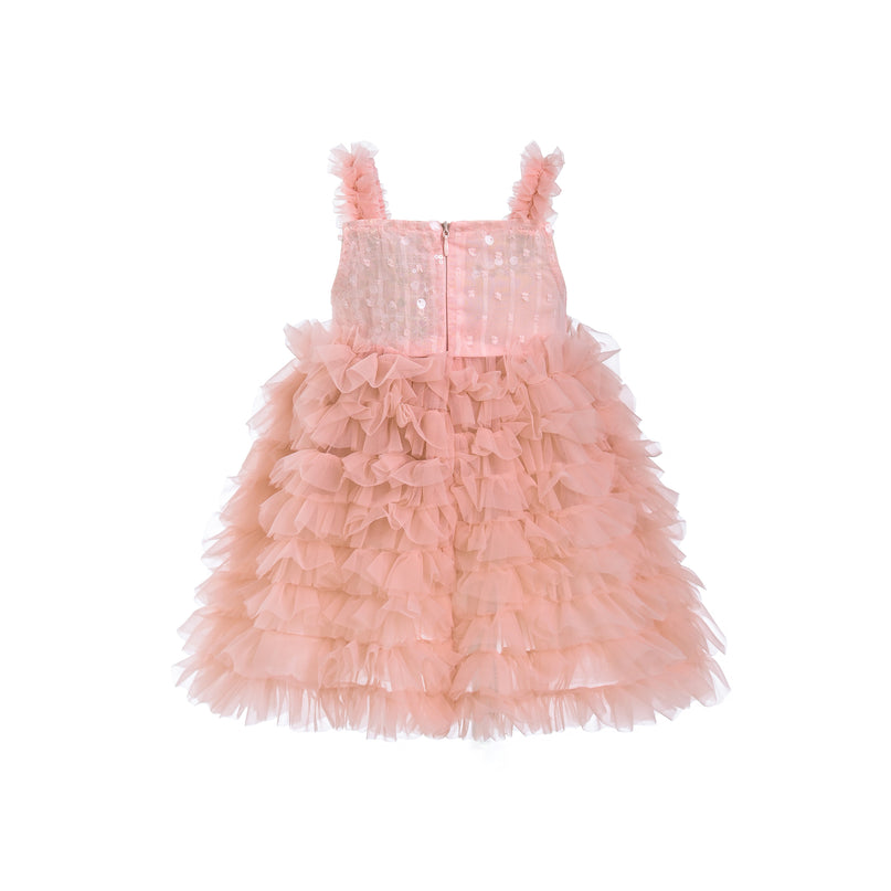Pink Bow Tiered Tulle Dress