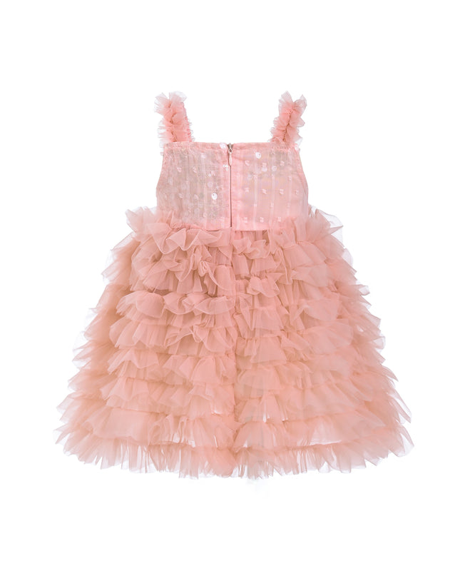 Pink Bow Tiered Tulle Dress