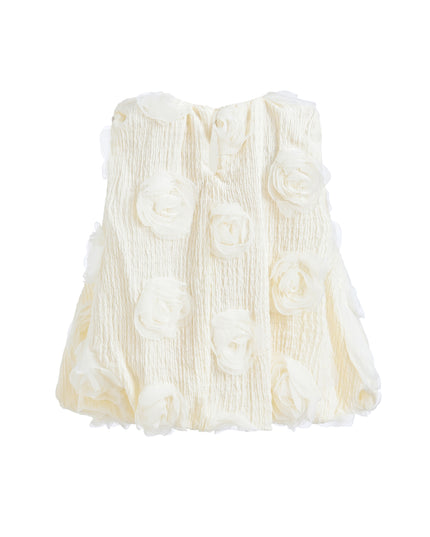Ivory Bow Flower Sleeveless Dress