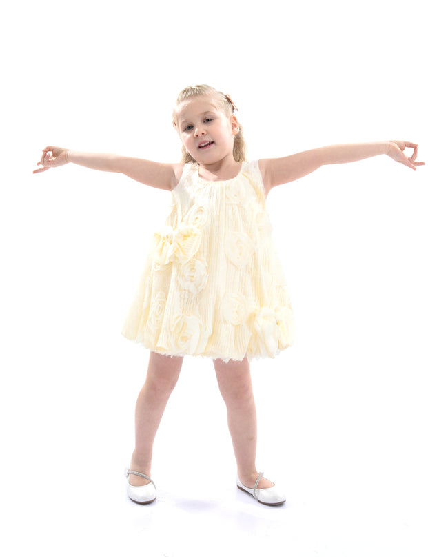 Ivory Bow Flower Sleeveless Dress
