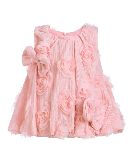 Pink Bow Flower Sleeveless Dress