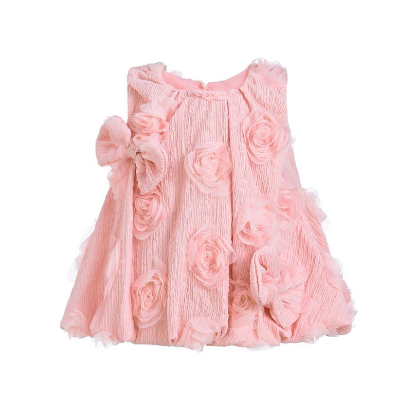 Pink Bow Flower Sleeveless Dress