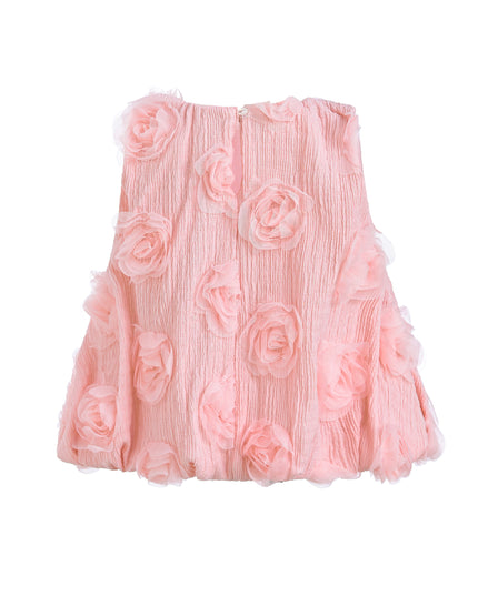 Pink Bow Flower Sleeveless Dress