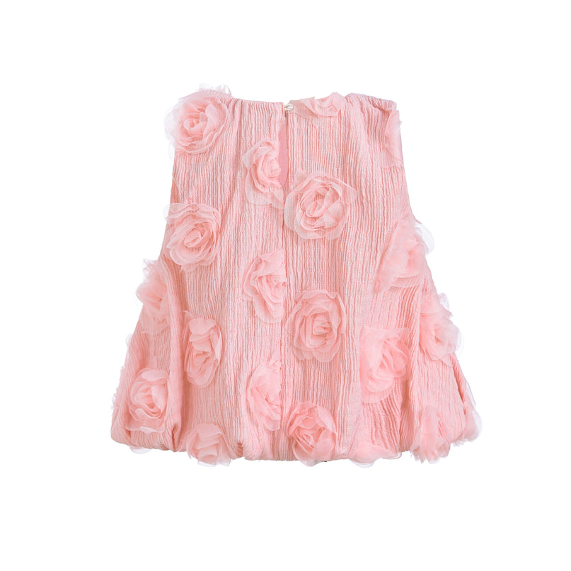 Pink Bow Flower Sleeveless Dress