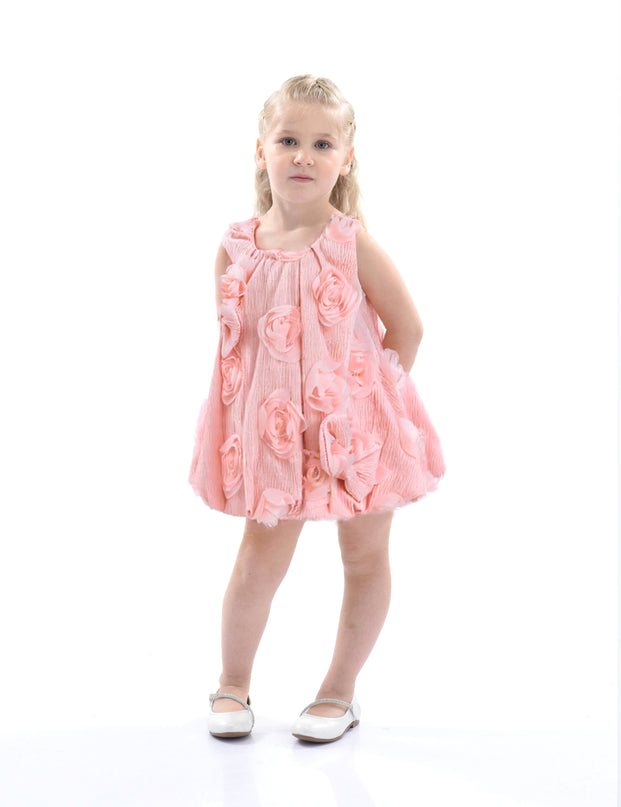 Pink Bow Flower Sleeveless Dress