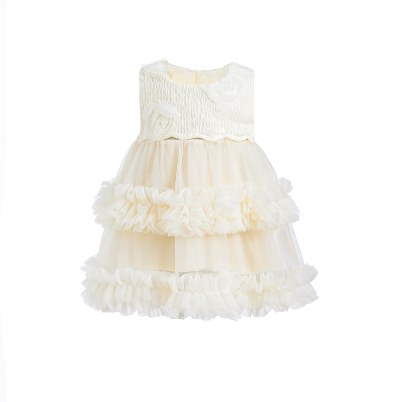 Ivory Flower Layered Tulle Dress