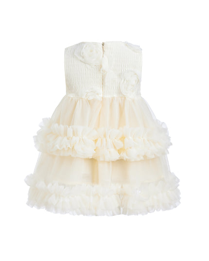 Ivory Flower Layered Tulle Dress