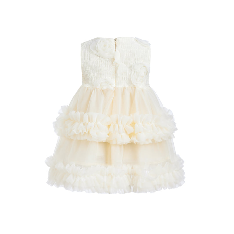 Ivory Flower Layered Tulle Dress