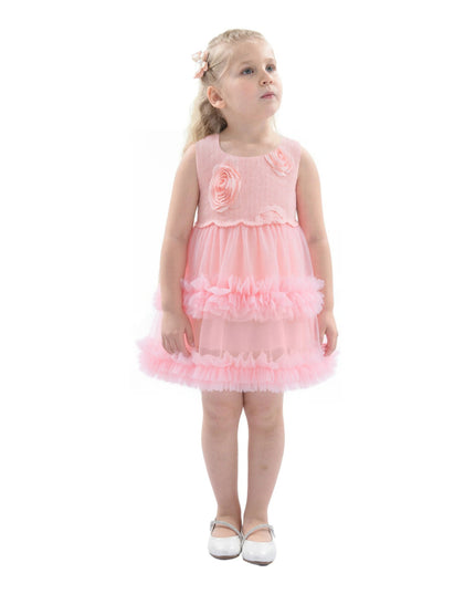 Pink Flower Layered Tulle Dress